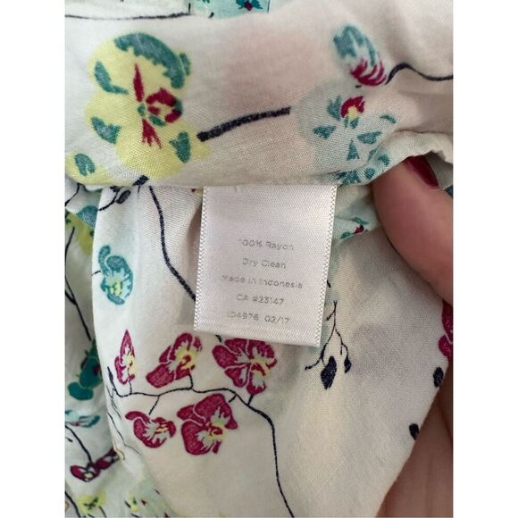 Talbots Women's Floral Print Peasant Blouse Ivory Size Medium - Picture 7 of 8